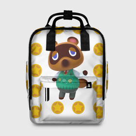 Женский рюкзак 3D с принтом Animal crossing - Nook в городе Новоалтайск, 100% полиэстер | лямки с регулируемой длиной, сверху ручки, чтобы рюкзак нести как сумку. Основное отделение закрывается на молнию, как и внешний карман. Внутри два дополнительных кармана, один из которых закрывается на молнию. По бокам два дополнительных кармашка, куда поместится маленькая бутылочка
 | animal crossing | nook | детский | желтый | игра | компьютерный | кроссинг | монеты | нок | нук | персонаж | подарок | том нук | узор | энимал кросинг
