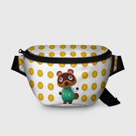 Поясная сумка 3D с принтом Animal crossing - Nook в городе Новоалтайск, 100% полиэстер | плотная ткань, ремень с регулируемой длиной, внутри несколько карманов для мелочей, основное отделение и карман с обратной стороны сумки застегиваются на молнию | animal crossing | nook | детский | желтый | игра | компьютерный | кроссинг | монеты | нок | нук | персонаж | подарок | том нук | узор | энимал кросинг