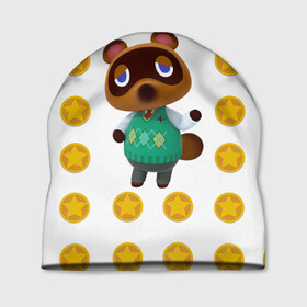 Шапка 3D с принтом Animal crossing - Nook в городе Новоалтайск, 100% полиэстер | универсальный размер, печать по всей поверхности изделия | animal crossing | nook | детский | желтый | игра | компьютерный | кроссинг | монеты | нок | нук | персонаж | подарок | том нук | узор | энимал кросинг