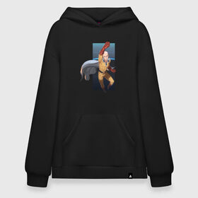 Худи SuperOversize хлопок с принтом Сайтама One Punch Man в городе Новоалтайск, 70% хлопок, 30% полиэстер, мягкий начес внутри | карман-кенгуру, эластичная резинка на манжетах и по нижней кромке, двухслойный капюшон
 | anime | one punch man | аниме | анимэ | бэнг | ван панч мэн | ванпанчмен | генос | кинг | сайтама | соник | супер герой | торнадо | уан панч мен