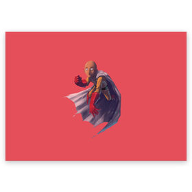 Поздравительная открытка с принтом Сайтама One Punch Man в городе Новоалтайск, 100% бумага | плотность бумаги 280 г/м2, матовая, на обратной стороне линовка и место для марки
 | anime | one punch man | аниме | анимэ | бэнг | ван панч мэн | ванпанчмен | генос | кинг | сайтама | соник | супер герой | торнадо | уан панч мен