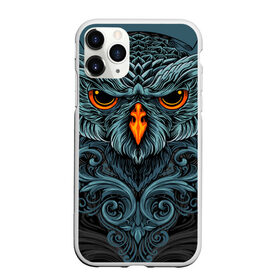 Чехол для iPhone 11 Pro Max матовый с принтом Ornament Owl в городе Новоалтайск, Силикон |  | арт | глаза | животные | обложка | орнамент | перья | птица | рисунок | рок | сова | татуировки