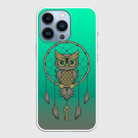 Чехол для iPhone 13 Pro с принтом сова ловец снов в городе Новоалтайск,  |  | Тематика изображения на принте: арт | взгляд | градиент | знание | ключ | круг | ловец снов | масоны | мудрость | перо | птица | птичка | сова | тайна | филин