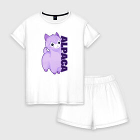 Женская пижама с шортиками хлопок с принтом Alpaca в городе Новоалтайск, 100% хлопок | футболка прямого кроя, шорты свободные с широкой мягкой резинкой | 1 годик | love | дети | детские | любовь | малыш | малыши | ребенок