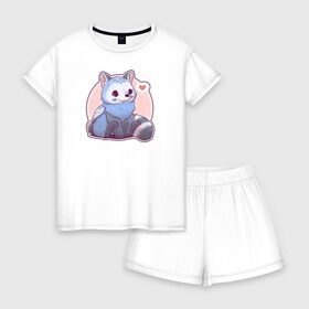 Женская пижама с шортиками хлопок с принтом Cute в городе Новоалтайск, 100% хлопок | футболка прямого кроя, шорты свободные с широкой мягкой резинкой | 1 годик | love | дети | детские | любовь | малыш | малыши | ребенок