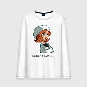 Мужской лонгслив хлопок с принтом Queens Gambit Ход Королевы в городе Новоалтайск, 100% хлопок |  | the queens gambit | бэт хармон | королева | милая девушка | рыжая | рыжая девушка | сериал | сериал про шахматы | ход королевы | шахматы | элизабет хармон