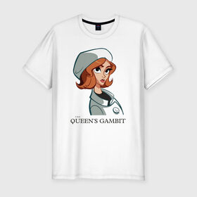 Мужская футболка хлопок Slim с принтом Queens Gambit Ход Королевы в городе Новоалтайск, 92% хлопок, 8% лайкра | приталенный силуэт, круглый вырез ворота, длина до линии бедра, короткий рукав | Тематика изображения на принте: the queens gambit | бэт хармон | королева | милая девушка | рыжая | рыжая девушка | сериал | сериал про шахматы | ход королевы | шахматы | элизабет хармон