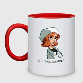 Кружка двухцветная с принтом Queens Gambit Ход Королевы в городе Новоалтайск, керамика | объем — 330 мл, диаметр — 80 мм. Цветная ручка и кайма сверху, в некоторых цветах — вся внутренняя часть | the queens gambit | бэт хармон | королева | милая девушка | рыжая | рыжая девушка | сериал | сериал про шахматы | ход королевы | шахматы | элизабет хармон