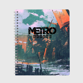 Тетрадь с принтом Metro Exodus в городе Новоалтайск, 100% бумага | 48 листов, плотность листов — 60 г/м2, плотность картонной обложки — 250 г/м2. Листы скреплены сбоку удобной пружинной спиралью. Уголки страниц и обложки скругленные. Цвет линий — светло-серый
 | Тематика изображения на принте: 2033 | exodus | metro | metro 2033 | metro exodus | stalker | апокалипсис | диггер | дигеры | метро | разрушка | эпидемия