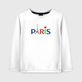 Детский лонгслив хлопок с принтом Paris в городе Новоалтайск, 100% хлопок | круглый вырез горловины, полуприлегающий силуэт, длина до линии бедер | city | love | paris | буквы | города | любовь | марсель | мода | надпись | париж | сердца | франция | эйфелева башня