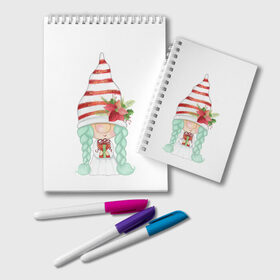 Блокнот с принтом Добрый гномик в городе Новоалтайск, 100% бумага | 48 листов, плотность листов — 60 г/м2, плотность картонной обложки — 250 г/м2. Листы скреплены удобной пружинной спиралью. Цвет линий — светло-серый
 | влюбленные | гномик | день валентина | парные | парочки | праздник | шарик