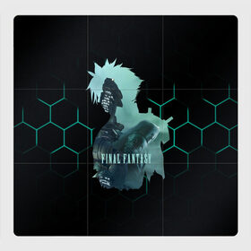 Магнитный плакат 3Х3 с принтом Final Fantasy VII Remake в городе Новоалтайск, Полимерный материал с магнитным слоем | 9 деталей размером 9*9 см | final fantasy | final fantasy vii remake | герой | игра | компьютерная | подарок | ремейк | силуэт | синяя | узор | файнл фэнтези