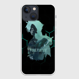 Чехол для iPhone 13 mini с принтом Final Fantasy VII Remake в городе Новоалтайск,  |  | final fantasy | final fantasy vii remake | герой | игра | компьютерная | подарок | ремейк | силуэт | синяя | узор | файнл фэнтези