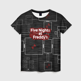 Женская футболка 3D с принтом Five Nights At Freddy в городе Новоалтайск, 100% полиэфир ( синтетическое хлопкоподобное полотно) | прямой крой, круглый вырез горловины, длина до линии бедер | 5 ночей с фредди | five nights at freddys | fnaf | игра | игрок | книга | логотип | пиццерия | подарок | страшилка | схема | фнаф | фредди