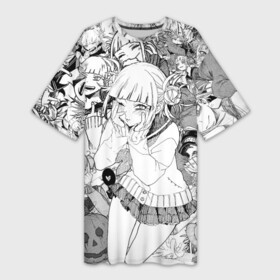 Платье-футболка 3D с принтом Химико Тога паттерн в городе Новоалтайск,  |  | himiko | my hero academia | toga | моя геройская академия | химико тога