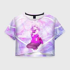 Женская футболка Crop-top 3D с принтом Инори Юдзуриха в городе Новоалтайск, 100% полиэстер | круглая горловина, длина футболки до линии талии, рукава с отворотами | egoist | guilty crown | inori yuzuriha | инори юдзуриха | корона вины | корона грешника
