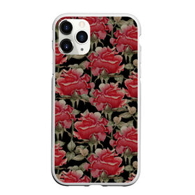 Чехол для iPhone 11 Pro Max матовый с принтом Красные розы на черном фоне в городе Новоалтайск, Силикон |  | Тематика изображения на принте: 8 марта | flowers | summer | ботаническая иллюстрация | весна | зеленый | красный | лето | любовь | праздник | принт | природа | растения | розы | цветы | черный