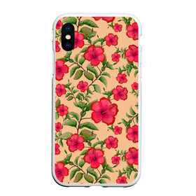 Чехол для iPhone XS Max матовый с принтом Гибискусы на бежевом фоне в городе Новоалтайск, Силикон | Область печати: задняя сторона чехла, без боковых панелей | 8 марта | flowers | summer | бежевый | ботаническая иллюстрация | весна | гибискус | зеленый | красный | лето | любовь | праздник | принт | природа | растения | цветы