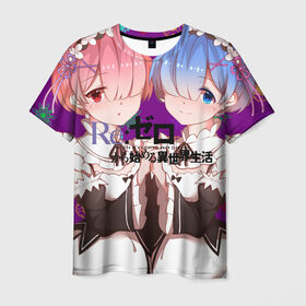 Мужская футболка 3D с принтом ReZero Жизнь с нуля в городе Новоалтайск, 100% полиэфир | прямой крой, круглый вырез горловины, длина до линии бедер | re: zero kara hajimeru isekai seikatsu | в альтернативном мире | жизнь с нуля | жизнь с нуля в альтернативном мире | таппэй нагацуки