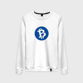 Женский свитшот хлопок с принтом Bitcoin в городе Новоалтайск, 100% хлопок | прямой крой, круглый вырез, на манжетах и по низу широкая трикотажная резинка  | bitcoin | btc | биткоин | валюта | деньги | криптовалюта