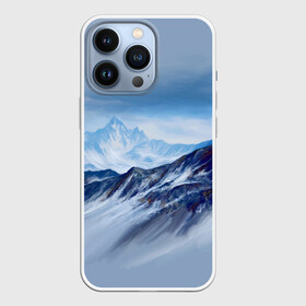 Чехол для iPhone 13 Pro с принтом Серо голубые горы в городе Новоалтайск,  |  | Тематика изображения на принте: арт | горы | живопись | кистью | краски | пейзаж | рисунок | серый