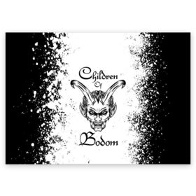 Поздравительная открытка с принтом Children of Bodom (Z) в городе Новоалтайск, 100% бумага | плотность бумаги 280 г/м2, матовая, на обратной стороне линовка и место для марки
 | century media | children bodom | children of bodom | fearless records | nuclear blast | spinefarm records | алекси лайхо | дети озера | дети озера бодом | дэниел фрэйберг | жнец | мрак | хенкка сеппяля | эспоо | янн