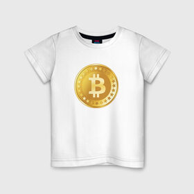 Детская футболка хлопок с принтом bitcoin в городе Новоалтайск, 100% хлопок | круглый вырез горловины, полуприлегающий силуэт, длина до линии бедер | Тематика изображения на принте: bitcoin | btc | биткоин | валюта | деньги | криптовалюта