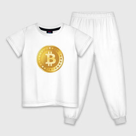 Детская пижама хлопок с принтом bitcoin в городе Новоалтайск, 100% хлопок |  брюки и футболка прямого кроя, без карманов, на брюках мягкая резинка на поясе и по низу штанин
 | Тематика изображения на принте: bitcoin | btc | биткоин | валюта | деньги | криптовалюта