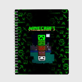 Тетрадь с принтом Minecraft в городе Новоалтайск, 100% бумага | 48 листов, плотность листов — 60 г/м2, плотность картонной обложки — 250 г/м2. Листы скреплены сбоку удобной пружинной спиралью. Уголки страниц и обложки скругленные. Цвет линий — светло-серый
 | minecraft | алекс | белый | блоки | ведьма | взрывчатка | визера | волк | гаст | добывать | дракон | зеленый куб | зомби | игра | крафт | крипер | кубики | лошадка | майн | майнкрафт | манкрафт | овечка | оцелот