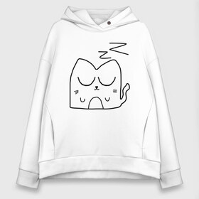 Женское худи Oversize хлопок с принтом Кот Зефир спит в городе Новоалтайск, френч-терри — 70% хлопок, 30% полиэстер. Мягкий теплый начес внутри —100% хлопок | боковые карманы, эластичные манжеты и нижняя кромка, капюшон на магнитной кнопке | 