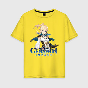 Женская футболка хлопок Oversize с принтом Genshi impact (JEAN) в городе Новоалтайск, 100% хлопок | свободный крой, круглый ворот, спущенный рукав, длина до линии бедер
 | game | jean | игра | персонаж