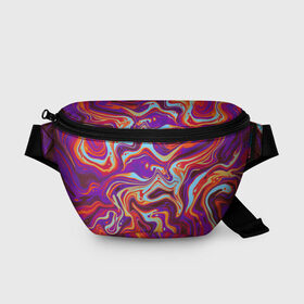 Поясная сумка 3D с принтом colorful waves в городе Новоалтайск, 100% полиэстер | плотная ткань, ремень с регулируемой длиной, внутри несколько карманов для мелочей, основное отделение и карман с обратной стороны сумки застегиваются на молнию | abstract | colors | paint | pattern | violet | waves | абстракция | волны | краска | цветной