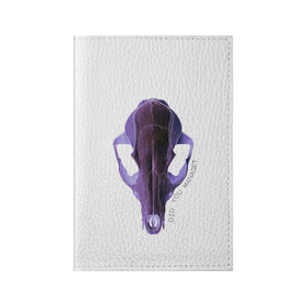 Обложка для паспорта матовая кожа с принтом The Skull в городе Новоалтайск, натуральная матовая кожа | размер 19,3 х 13,7 см; прозрачные пластиковые крепления | Тематика изображения на принте: альтернатива | андеграунд | гот | готика | готический стиль | готы | фиолетовый череп | череп | череп животного
