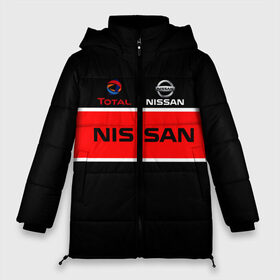 Женская зимняя куртка 3D с принтом Nissan в городе Новоалтайск, верх — 100% полиэстер; подкладка — 100% полиэстер; утеплитель — 100% полиэстер | длина ниже бедра, силуэт Оверсайз. Есть воротник-стойка, отстегивающийся капюшон и ветрозащитная планка. 

Боковые карманы с листочкой на кнопках и внутренний карман на молнии | car | logo | nissan | total | авто | автомобиль | значок | логотип | машина | надпись | ниссан | полосы | текст | тотал | узоры | форма