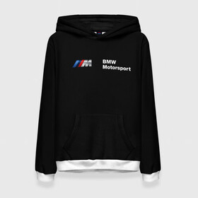 Женская толстовка 3D с принтом BMW M в городе Новоалтайск, 100% полиэстер  | двухслойный капюшон со шнурком для регулировки, мягкие манжеты на рукавах и по низу толстовки, спереди карман-кенгуру с мягким внутренним слоем. | bmw | car | germany | logo | m series | series | total | авто | автомобиль | бмв | бумер | значок | логотип | машина | надпись | полосы | текст | тотал | узоры | форма