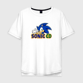 Мужская футболка хлопок Oversize с принтом Sonic CD в городе Новоалтайск, 100% хлопок | свободный крой, круглый ворот, “спинка” длиннее передней части | hedgehog | metal sonic | silver | silver the hedgehog | sonic | sonic boom | sonic the hedgehog | ёж сонник | игры | соник | фильмы