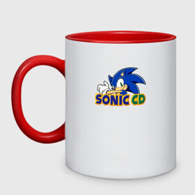 Кружка двухцветная с принтом Sonic CD в городе Новоалтайск, керамика | объем — 330 мл, диаметр — 80 мм. Цветная ручка и кайма сверху, в некоторых цветах — вся внутренняя часть | Тематика изображения на принте: hedgehog | metal sonic | silver | silver the hedgehog | sonic | sonic boom | sonic the hedgehog | ёж сонник | игры | соник | фильмы
