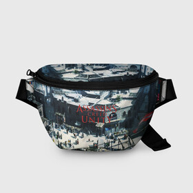Поясная сумка 3D с принтом Assassin’s Creed Unity в городе Новоалтайск, 100% полиэстер | плотная ткань, ремень с регулируемой длиной, внутри несколько карманов для мелочей, основное отделение и карман с обратной стороны сумки застегиваются на молнию | Тематика изображения на принте: black flag | brotherhood | chronicles | creed | game | origins | revelations | rogue | syndicate | unity | valhalla | альтаир | ассасин | игры | кинжал | пираты