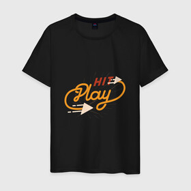 Мужская футболка хлопок с принтом Нажми на кнопку Play в городе Новоалтайск, 100% хлопок | прямой крой, круглый вырез горловины, длина до линии бедер, слегка спущенное плечо. | button | crack | cracks | font | hit | lettering | music | old | press | retro | style | typography | vintage | в стиле | винтаж | игра | играть | кнопка | леттеринг | музыка | плей | ретро | старт | старый | стрелочка | стрелочки | типограф