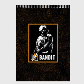 Скетчбук с принтом Bandit в городе Новоалтайск, 100% бумага
 | 48 листов, плотность листов — 100 г/м2, плотность картонной обложки — 250 г/м2. Листы скреплены сверху удобной пружинной спиралью | bandit | r6s | rainbow six siege | бандит | оперативник | персонаж