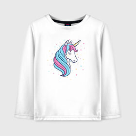 Детский лонгслив хлопок с принтом Unicorn child в городе Новоалтайск, 100% хлопок | круглый вырез горловины, полуприлегающий силуэт, длина до линии бедер | family | family look | unicorn | детские | для всей семьи | единорог | семейные | семья | фэмили лук
