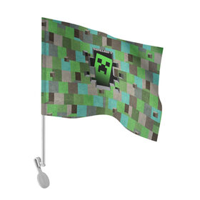 Флаг для автомобиля с принтом Minecraft в городе Новоалтайск, 100% полиэстер | Размер: 30*21 см | minecraft | видеоигры | зеленый человечек | майнкрафт | пикселы
