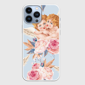 Чехол для iPhone 13 Pro Max с принтом купидоны  в цветах в городе Новоалтайск,  |  | Тематика изображения на принте: амур | ангелочки | влюбленных | день святого валентина | для двоих | для пар | искусство | картина | купидон | любовь | парные | подарок | шедевр