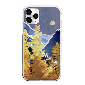 Чехол для iPhone 11 Pro Max матовый с принтом Золотой лес в городе Новоалтайск, Силикон |  | горы | елки | золотой | лес | луна | природа | путешественникам | путешествие