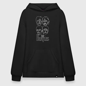 Худи SuperOversize хлопок с принтом The Beatles (одной линией) в городе Новоалтайск, 70% хлопок, 30% полиэстер, мягкий начес внутри | карман-кенгуру, эластичная резинка на манжетах и по нижней кромке, двухслойный капюшон
 | let it be | the beatles | битлз | битломан | битлы | всемирный день | группа | джон | джордж | известный | леннон | логотип | маккартни | музыка | музыкант | пол | популярный | портрет | ринго | рок группа | старр