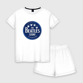 Женская пижама с шортиками хлопок с принтом The Beatles в городе Новоалтайск, 100% хлопок | футболка прямого кроя, шорты свободные с широкой мягкой резинкой | beatles | john lennon | music | paul mccartney | rock | the beatles | yellow submarine | yesterday | битлз | битлс | битлы | джон леннон | леннон | маккартни | музыка | пол маккартни | рок