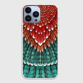 Чехол для iPhone 13 Pro Max с принтом Оперение зимородка (2) в городе Новоалтайск,  |  | бирюзовый | друид | зелёный | зимородок | индеец | оперение | оранжевый | пернатый | перо | перья | природа | птица | рыжий | сон