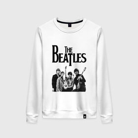 Женский свитшот хлопок с принтом The Beatles в городе Новоалтайск, 100% хлопок | прямой крой, круглый вырез, на манжетах и по низу широкая трикотажная резинка  | beatles | john lennon | music | paul mccartney | rock | the beatles | yellow submarine | yesterday | битлз | битлс | битлы | джон леннон | леннон | маккартни | музыка | пол маккартни | рок