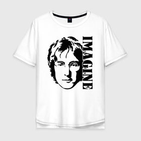 Мужская футболка хлопок Oversize с принтом Lennon Beatles Imagine в городе Новоалтайск, 100% хлопок | свободный крой, круглый ворот, “спинка” длиннее передней части | imagine | the beatles | битлз | битломан | битлы | всемирный день | группа | джон | известный | леннон | ленон | логотип | музыка | музыкант | очки | популярный | портрет | представь | рок группа | старр | топ | хит