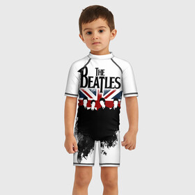 Детский купальный костюм 3D с принтом THE BEATLES в городе Новоалтайск, Полиэстер 85%, Спандекс 15% | застежка на молнии на спине | the beatles | битлз | битлс | битлы | джон леннон | джордж харрисон | пол маккартни | ринго старр